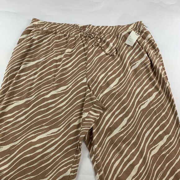 A New Day Brown Zebra Print Linen Blend Wide Leg Lounge Pant 3X New - Picture 3 of 8